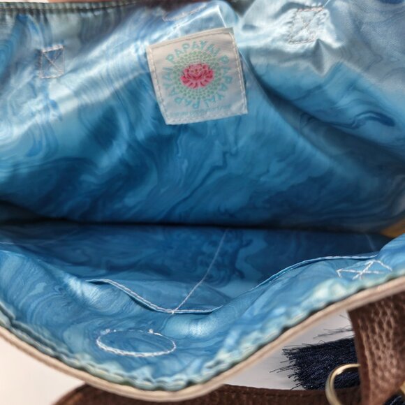 Archival Papaya Art Abstract Luxe Tote - Blue Tassel / Boho / Artistic - Picture 9 of 9